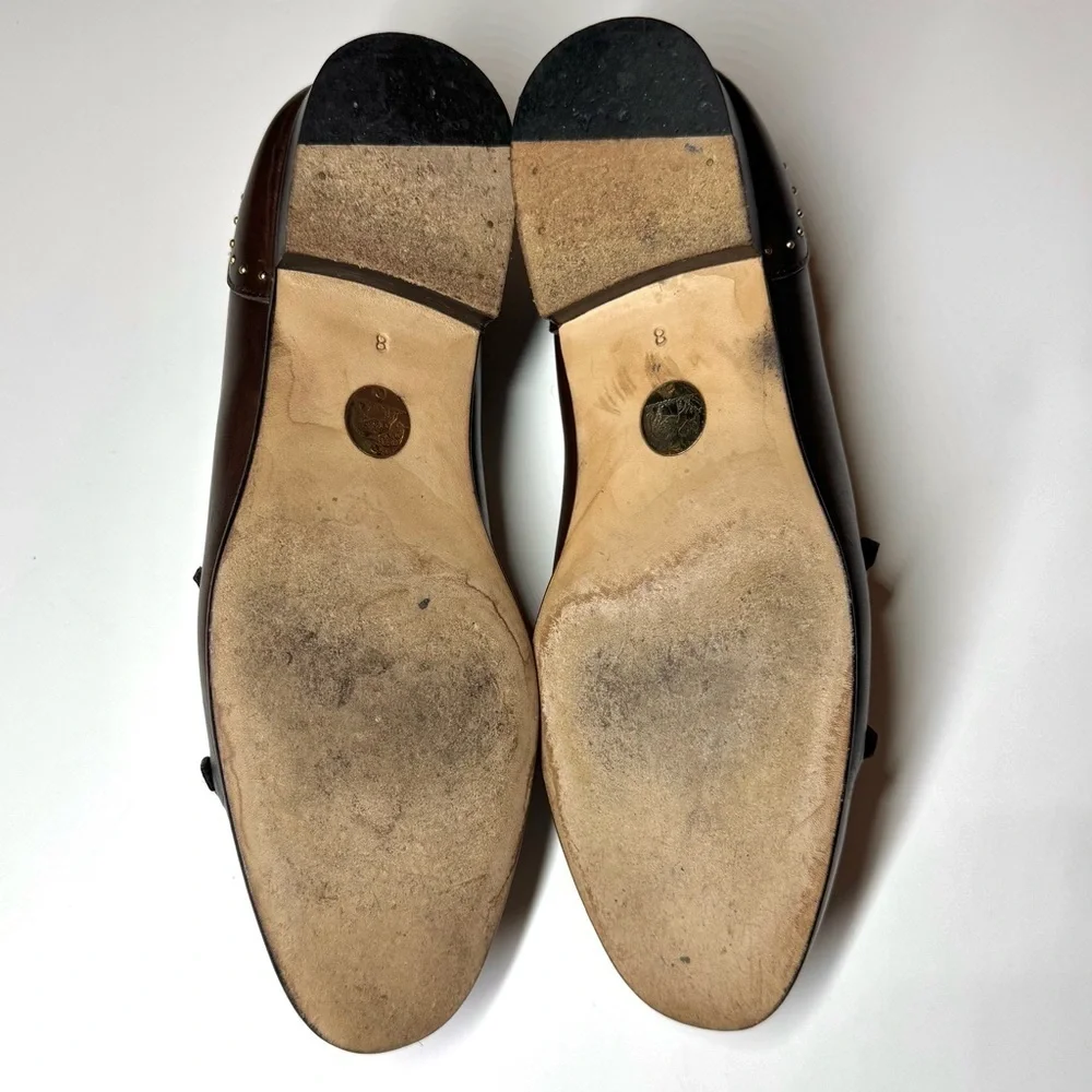 Edhen Milano Men's BRERA STUDS Brown Leather Loafers Shoes Size- 8